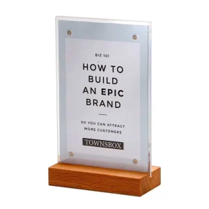 Custom Logo A6 Magnetic Acrylic Price Tag Display Supermarket Store Wood Signboard Stand Label Paper Holder