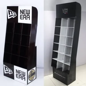 Custom Logo Cardboard Cap Baseball Floor Pop Display Stand Cardboard Hat Display Rack Units Cardboard T shirt Clothing Display