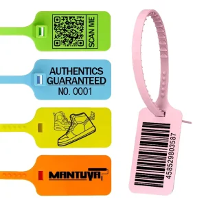 Custom Logo Disposable Security Plastic Seal Label Hangtags Safety Tag For Bag Sneaker Clothing Shoe
