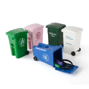 Custom Logo Mini Garbage Trash Bin Can Plastic Recycle Bin Pencil Pen Holder with Wheels