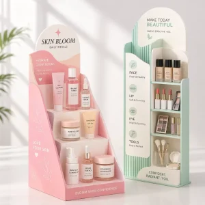 Custom Logo PVC Floor Skincare Display Stand Retail Cosmetic Display Rack for Shampoo Products for Stores