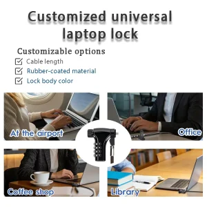 Custom Logo Password Anti Theft Laptop Lock Adjustable Color Material Cable Length Premium Security for Notebook Protection