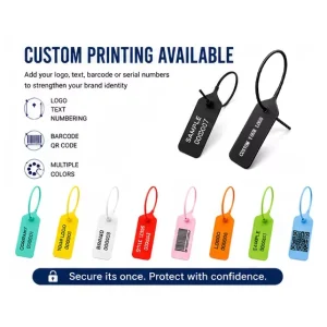 Custom Logo Plastic Seal Hang Tags Disposable Security Zip Tie Tags For Garment Clothing Shoes Bags Manufacturer