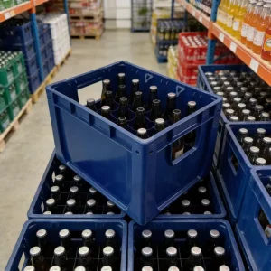 Custom Logo Printed Stackable Nestable Plastic Beer Crates Returnable Solid Box Packaging Solution