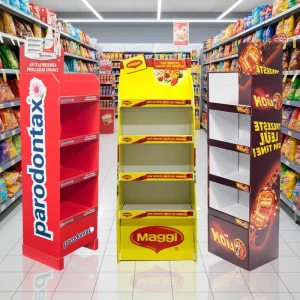 Custom Logo Retail Store Paper Display Racks Supermarket Free Standing POS Floor Corrugated Stand Cardboard Display