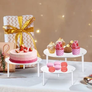 Custom Logo Round Acrylic Cake Display Stand Multi Size Combined Dessert Rack for Retail Dessert Store Bulk Purchasers
