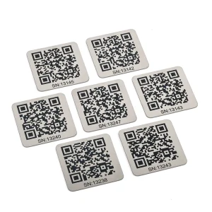Custom Logo Stainless Steel QR Code ID Asset Tags Durable Waterproof Aluminum Nametag Labels Nameplate