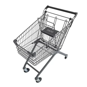Custom Logo Supermarket Grocery Shopping Trolley Metal Hand Push Cart
