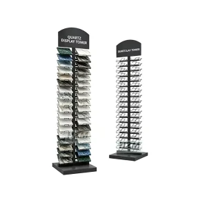 Custom Logo Waterfall Quartz Display Tower Stand Tile Granite Marble Stone Sample Showroom Display Rack System