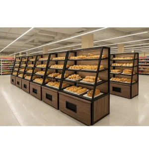 Custom Luxury Modern Wooden Garment Display Stand with 1 Shelf Freestanding for Store