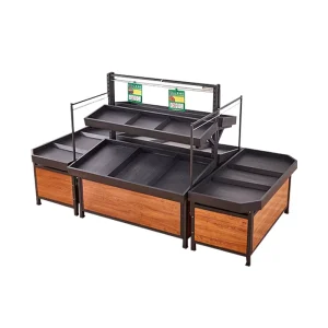 Custom Made Supermarket Manufacturer Display Rack 4 Layers Metal Supermarket Equipment Vegetable Shelf
