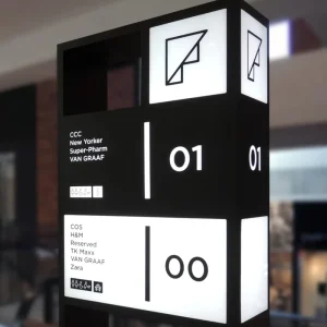 Custom Mall Directory Signage Hotel Wayfinding Stainless Steel Metal Pylon Acrylic Digital Poster Indoor Outdoor IP55 Rated