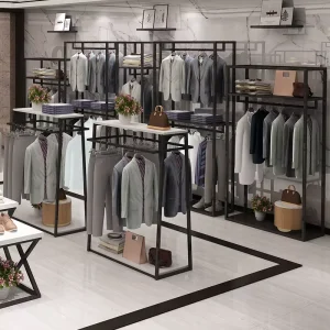 Custom Metal Clothing Display Rack Retail Store Fixture Garment Hanging Rack Boutique Shop Furniture OEM Manufacturer