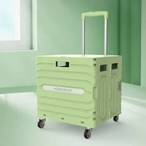 Custom Middle Size Plastic Folding Box Shopping Trolley Foldable Collapsable Shopping Cart