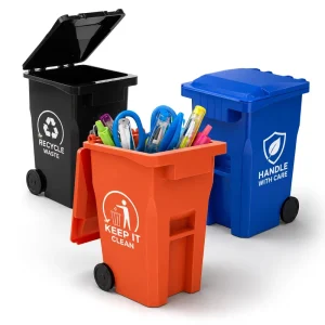 Custom Mini Garbage Trash Can Pen Holder for Desk with Business Logo Organizes Office Stationery for Students Work Storage Box