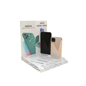Custom Mobile Phone Store Display Fixture Counter Acrylic Mobile Phone Case Retail POS Display Stand With Sign Holder