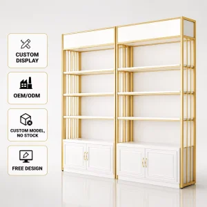 Custom Modern Cosmetics Display Rack for Makeup Shop Design with Nail Polish and Perfume Display Cabinet