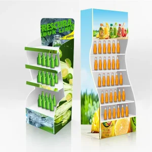 Custom Modern Foldable Eco-Friendly Cardboard Display Stand Rack for Retail Beverage & Snack Products