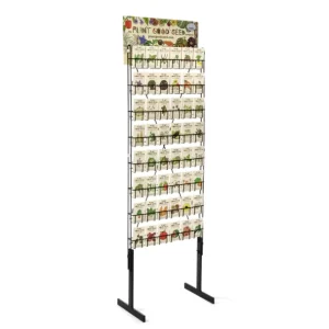 Custom Modern Foldable Portable Free Standing Retail Floor Metal Wire Seed Package Gift Card Postcard Display Stand Rack