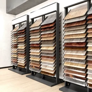 Custom Modern Freestanding Metal Display Rack for Wood Floor Tile Sample and Vertical Door Panels