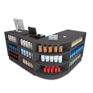 Custom Modern Particle White Office Desk Small Reception Checkout Counter Display with Private Logo