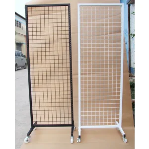 Custom Modern Powder Coated Movable Retail Store Street Stall Metal Mesh Panel Display Rack Stand Easy Assembly