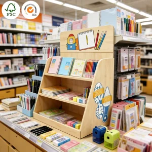 Custom Modern Rotating Foldable Eco Friendly Portable Lightweight Cardboard Countertop Display Rack Removable Shelves Detachable