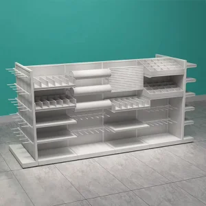 Custom Modern Style Double Sided Gondola Shelving Portable Retail Display Racks for Cosmetics Medical Supermarket Shop Store