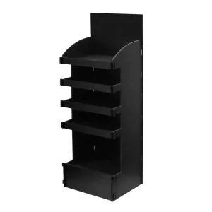 Custom OEM Corrugated Cardboard Floor Display Rack for Supermarket Retail POS POP Stands Luxury Black Store Shelves