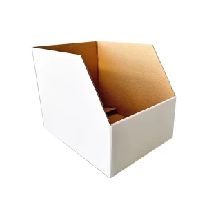 Custom Open Top Cardboard Corrugated Display Boxes for Stacking Books Parts Bin Bins Floor Display Made of Durable Paper