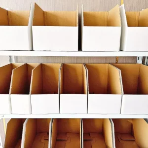 Custom Open Top Cardboard Corrugated Display Boxes for Stacking Books Parts Bin Bins Floor Display Made of Durable Paper