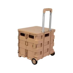 Custom Outdoor Indoor Plastic Folding Shopping Cart Durable Waterproof Heavy Duty Loading Capacity Wheeled Trolley