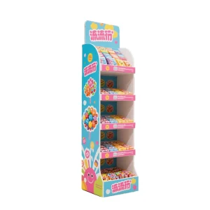 Custom Portable Modern Snacks PVCDisplay Stand Nuts Bread Display Rack Candy Food Chocolate Potato Chips Corrugated Cardboard