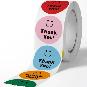 Custom Price Self Adhesive Round Roll Vinyl Printing Label Stickers Thank You for Celebrating With Us Sticker