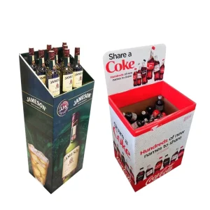 Custom Printed Corrugated Cardboard Dump Bin Self Dumping Retail Display Stand for Beer Wine Drink for Showcase and Store