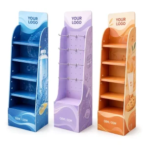Custom Printed PVC Foam Board Floor Display Stand Retail Display Rack for Snacks Cosmetics Drinks and Small Products