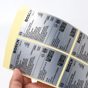 Custom Printing Silver Wire Foil Die Cut Sticker Roll Silver PET Barcode Label Silver Sticker With Number