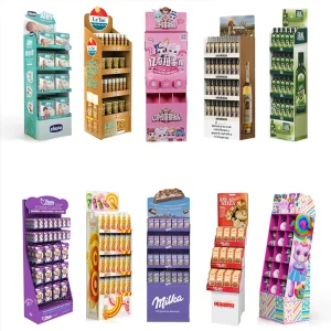 Custom Recyclable Corrugated FSDU Supermarket Cardboard Display Stand Advertising Display Rack Customized