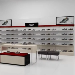 Custom Retail Shelf Display Supermarket Gondola Shelving Rack Shelves Shoes Shop Interior Design Display Wall Shelf for Shop