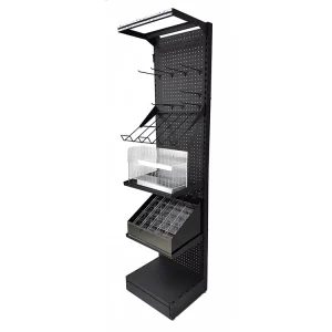 Custom Retail Shop Wood Slatwall Display Shelf Stand Garment Store Display Double Side Floor Stand Phone Accessory Display Stand