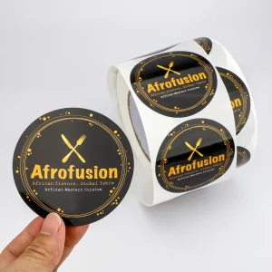 Custom Roll Waterproof Adhesive Vinyl Take Away Box Bag Sealing Round Logo Sticker for Restaurant Food Packaging Label