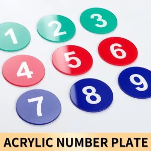 Custom Round Acrylic Number Plates Self Adhesive Number Stickers For Table Number Locker Number Hotel Room Number