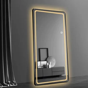 Custom Rounded Corner LED Full Length Mirror Dimmable Touch Control Freestanding Wall Mounted Full Body Dressing Mirror