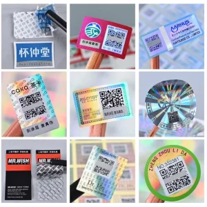 Custom Self-Adhesive Scratch off UV Holographic Laser Anti-counterfeit Barcode QR Code Authenticity Check Label Factory Direct