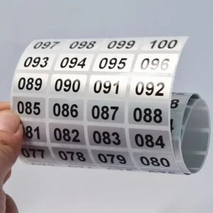 Custom Self Adhesive Waterproof Black Printing on Silver Sticker Consecutive Number Inventory Sticker Labels