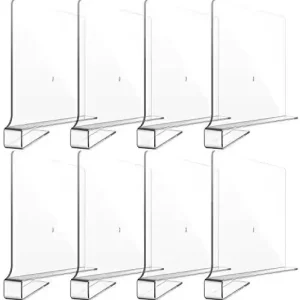 Custom Size Adjustable Clear Acrylic Shelf Divider for Closet and Library Pharmacy Shelf Dividers