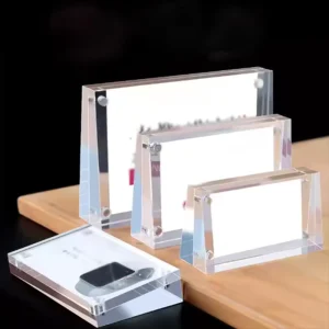 Custom Size Double Side Photo Frame Desktop Display Stand Clear Acrylic Magnetic Picture Frame
