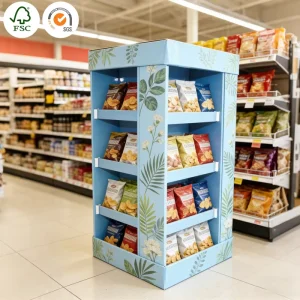 Custom Size PDQ Tray PDQ Display Floor Standing Stack Display Unit Corrugated Dump Bin Supermarket Retail Display