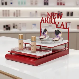 Custom Skincare Cosmetic Counter Top Acrylic Display Stand for Brand Retail Wholesaler Desktop Makeup Display Rack for Shop