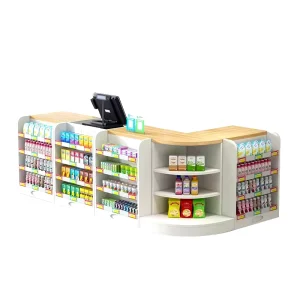 Custom Solid Wood Register Table Desk Powder Coated Finish Free Combination for Supermarket Checkout Counters Retail